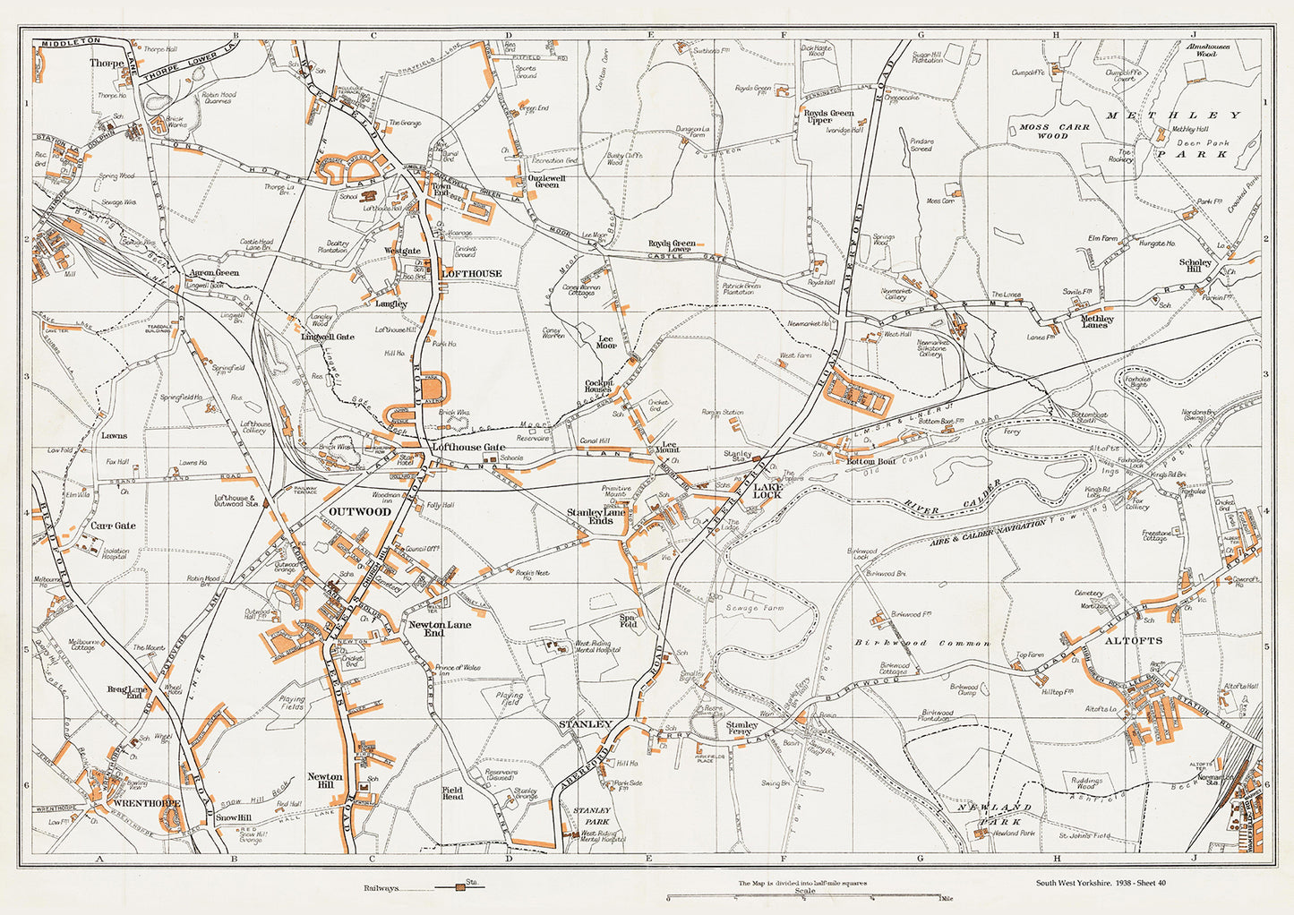 Yorkshire in 1938 Series - Outwood, Stanley, Lofthouse, Lake Lock, Wrenthorpe and Altofts area - YK-40
