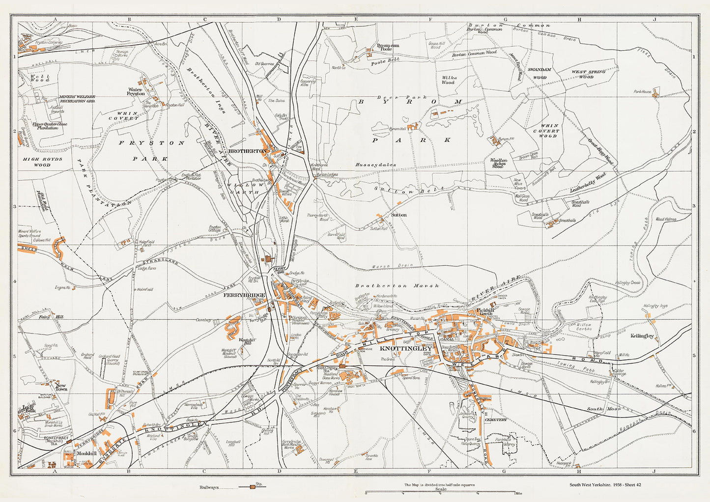Yorkshire in 1938 Series - Knottingley, Brotherton and Ferrybridge area - YK-42