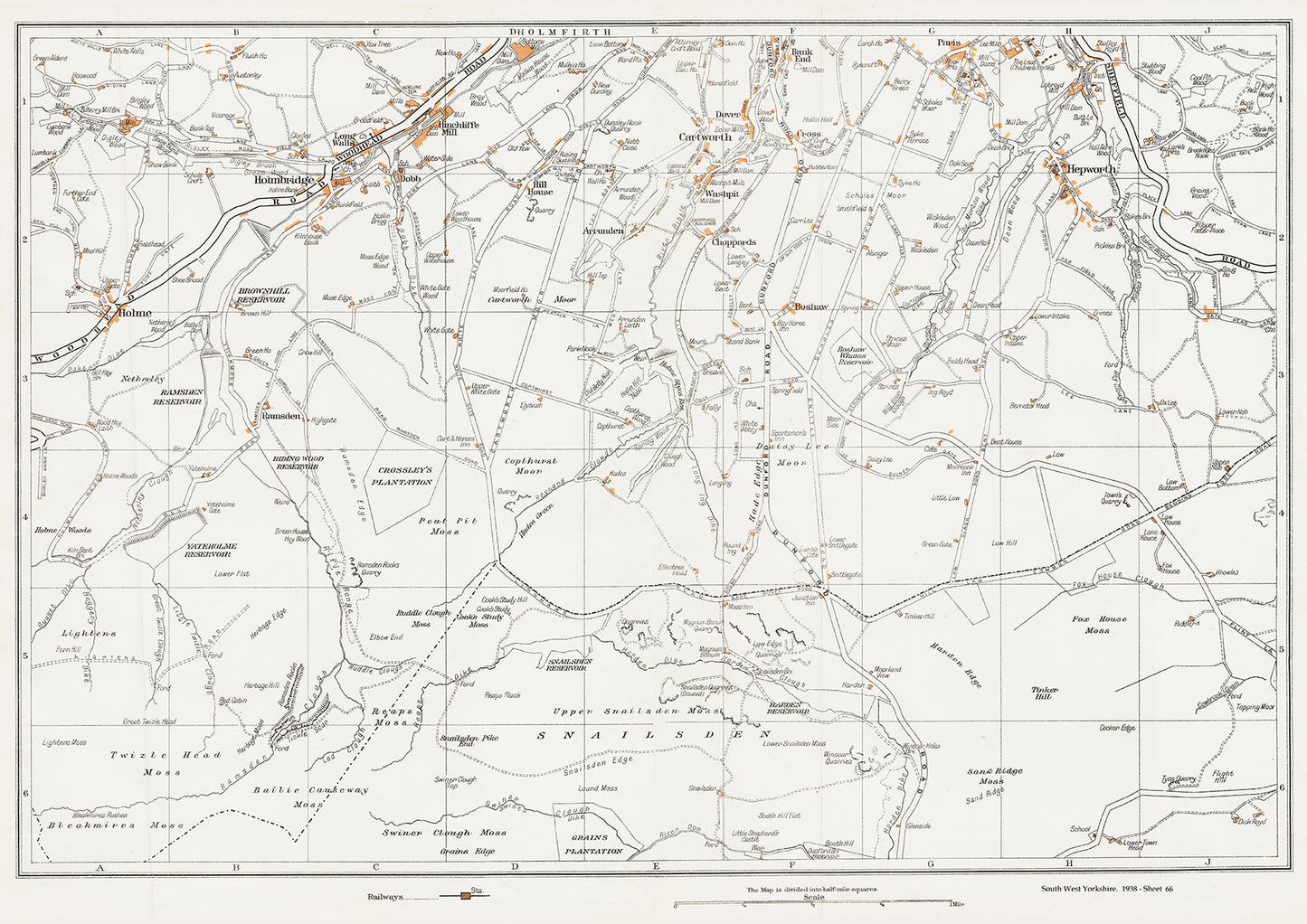 Yorkshire in 1938 Series - Holme, Holmebridge, Cartworth and Hepworth area - YK-66