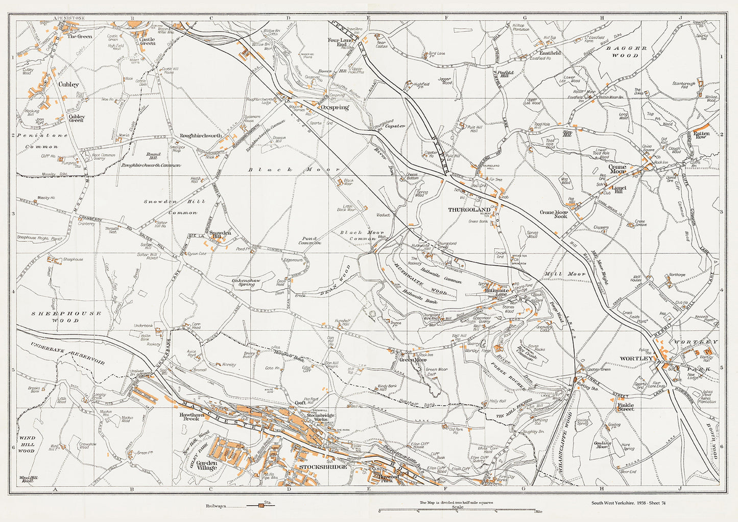 Yorkshire in 1938 Series - Thurgoland and Stocksbridge, Cubley, Oxspring, Crane Moor and Wortley area - YK-74