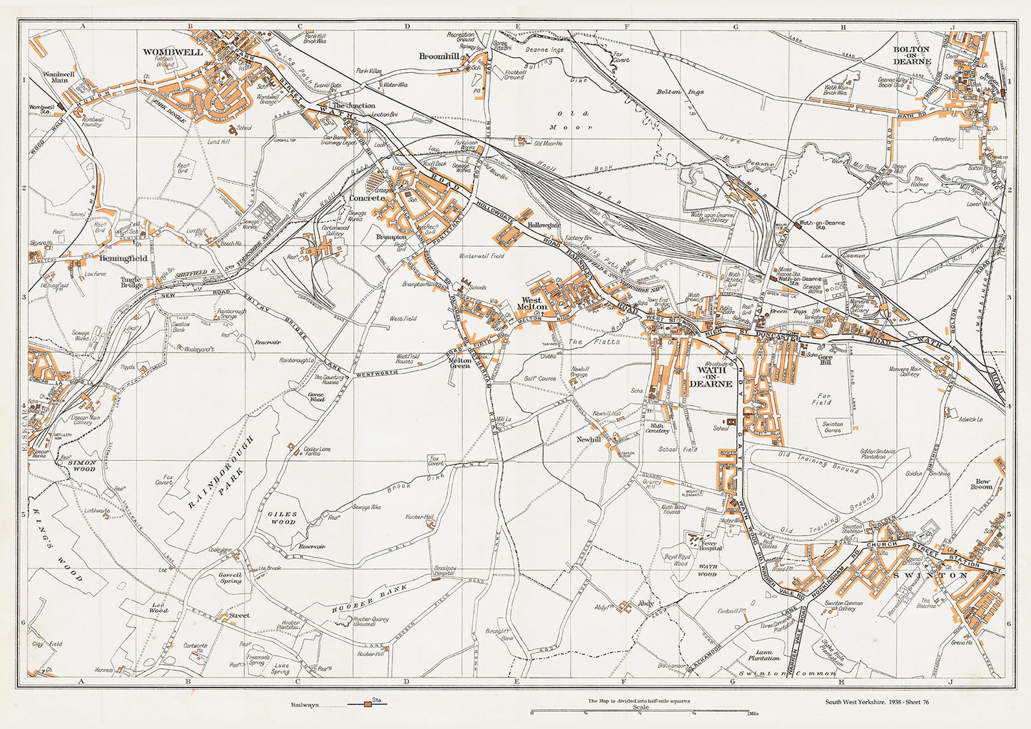 Yorkshire in 1938 Series - Wath on Dearne, Wombwell (south) area - YK-76