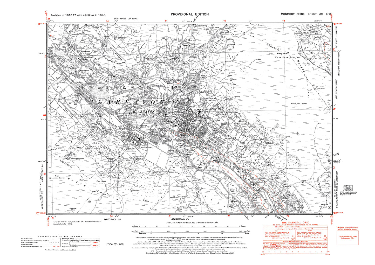 Blaenavon, old map Monmouth 1948: 12SW