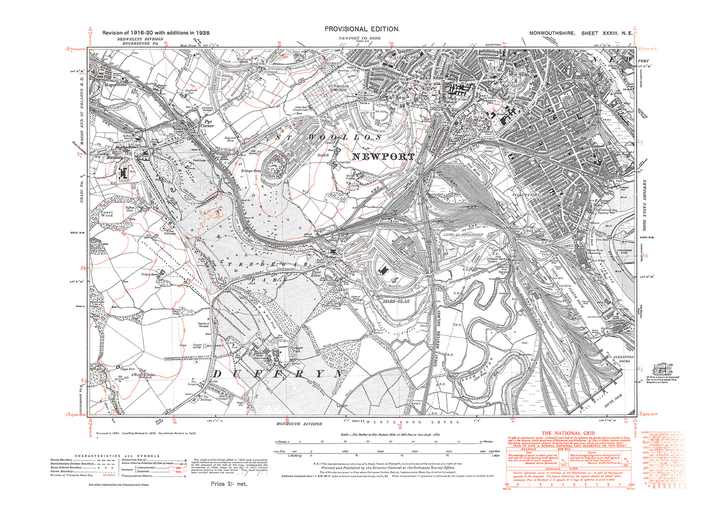 Newport (south), old map Monmouth 1949: 33NE