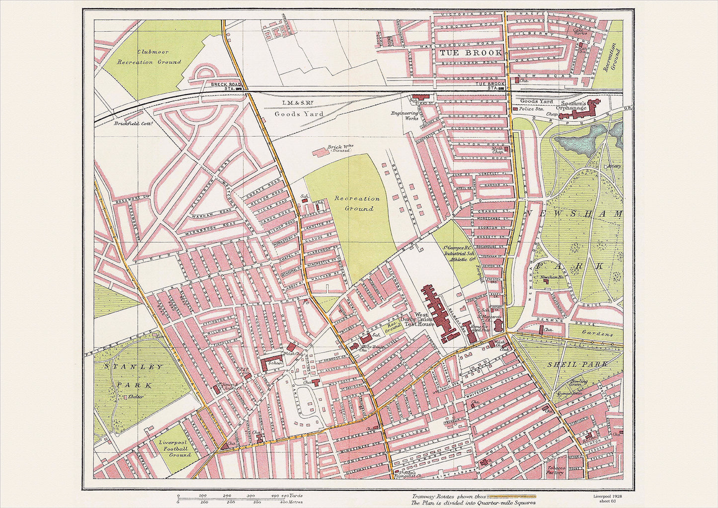 Liverpool in 1928 Series - showing Newsham Park (west) area (Liv1928-03)