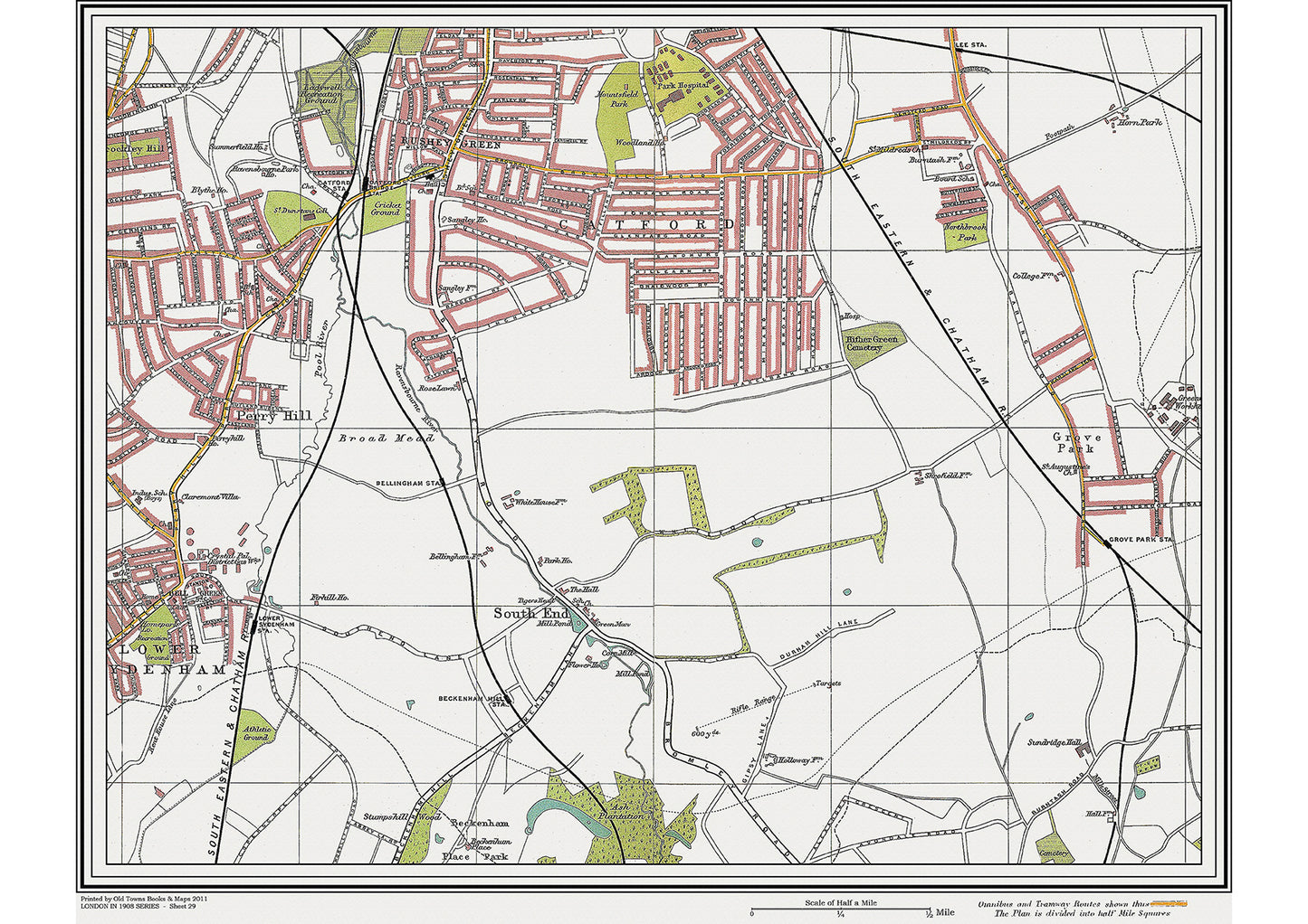 London in 1908 Series - showing Rushey Green, Grove Park area (Lon1908-29)