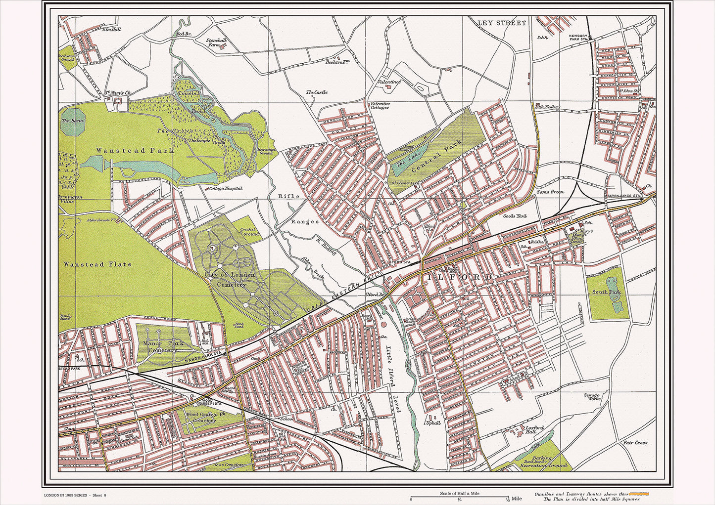 London in 1908 Series - showing Wanstead Park, Ilford area (Lon1908-08)