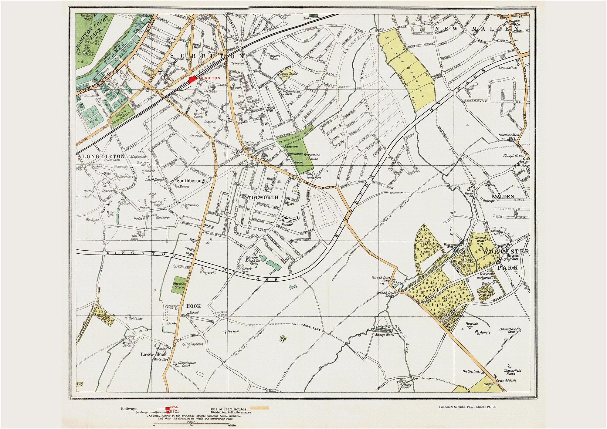 London In 1932 Series Surbiton Tolworth Area Lon1932 119 120 Old london-in-1932-series-surbiton-tolworth-area-lon1932-119-120-old