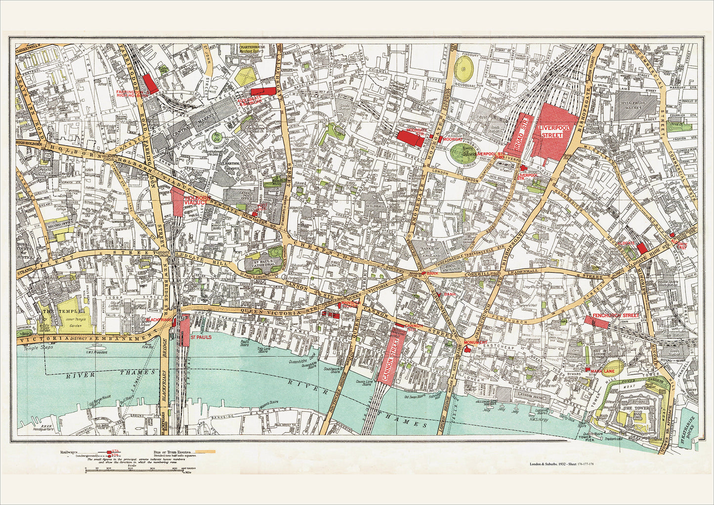 London in 1932 Series - City of London area (Lon1932-176-177-178)