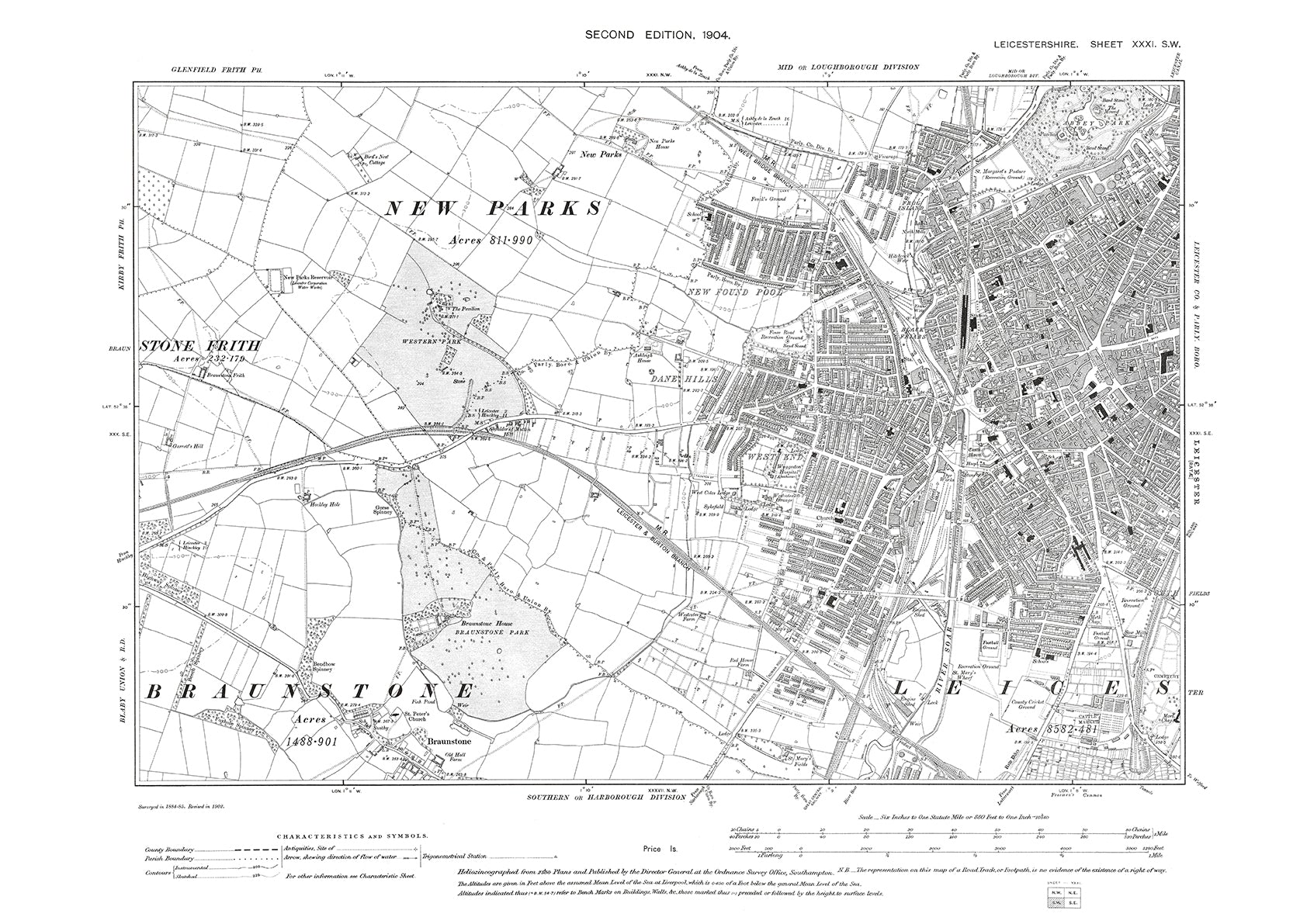 Leicestershire - Old Ordnance Survey maps, 1:10560 scale (6inch to the ...