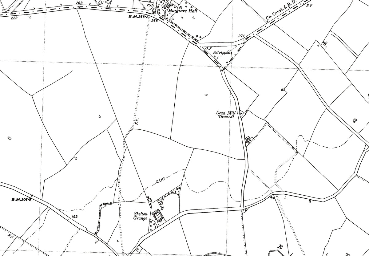 Lower Dean Map A 1950 map showing Shelton, Lower Dean, (Bedfordshire 1SE) – Old Map ...