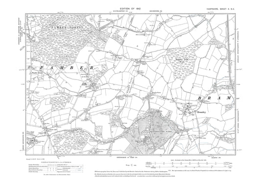 Old OS map dated 1912, showing Bramley, Little London in Hampshire - 10NE