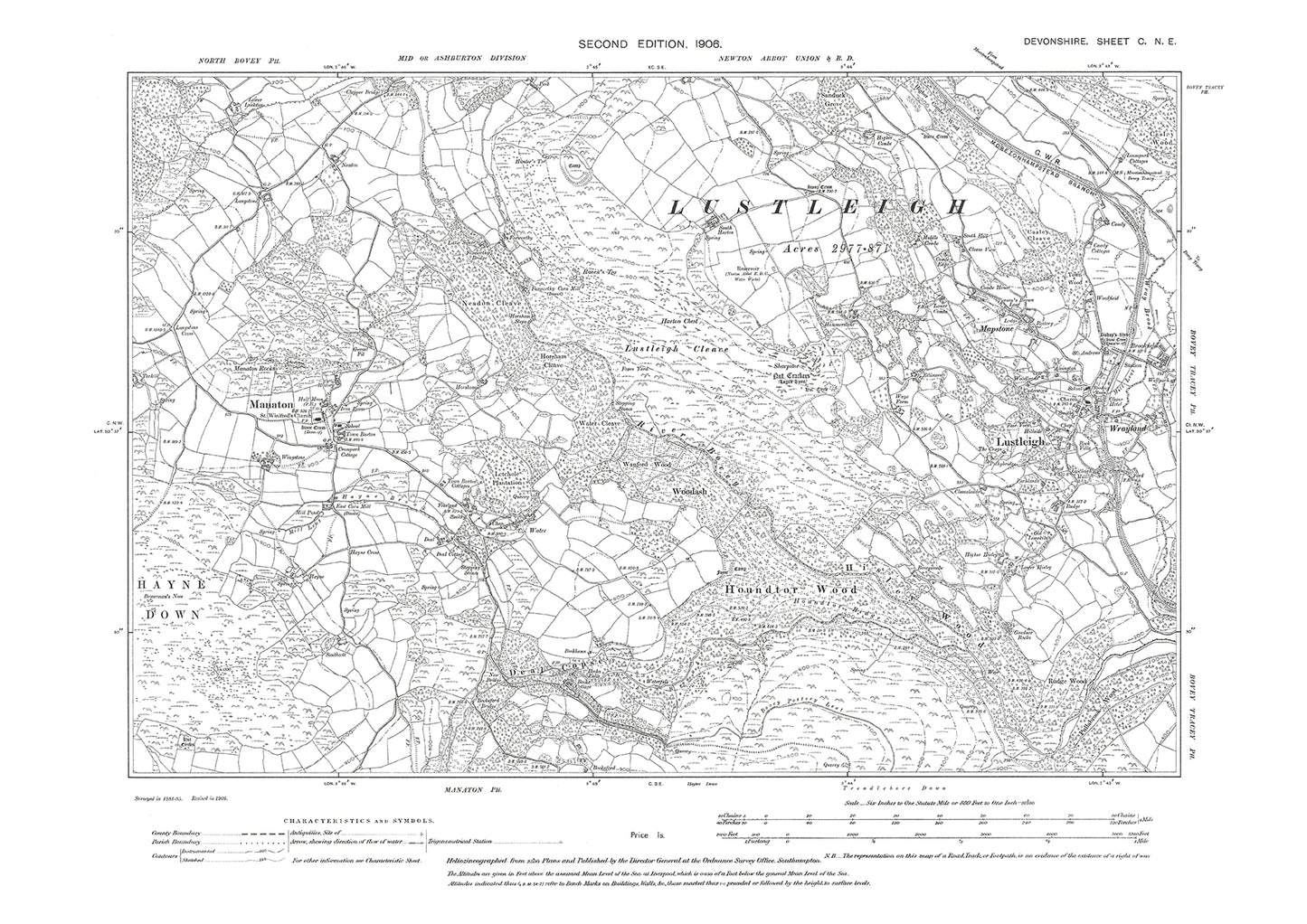 Manaton, Lustleigh, Old Map Devon 1906: 100NE