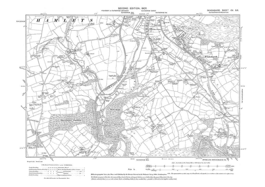 Whitchurch, Old Map Devon 1907: 105SE – Old Map Downloads