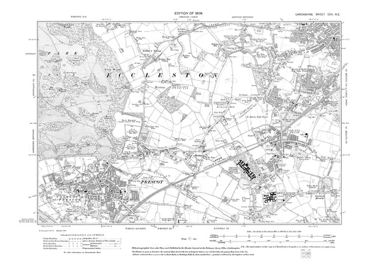 Prescot, St Helens (southwest) - Lancashire in 1909 : 107NE