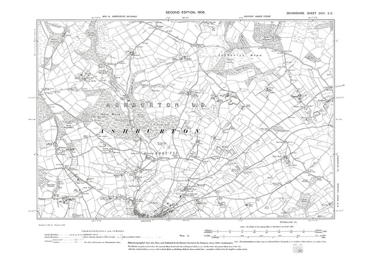 Ashburton (north), Old Map Devon 1906: 108SE
