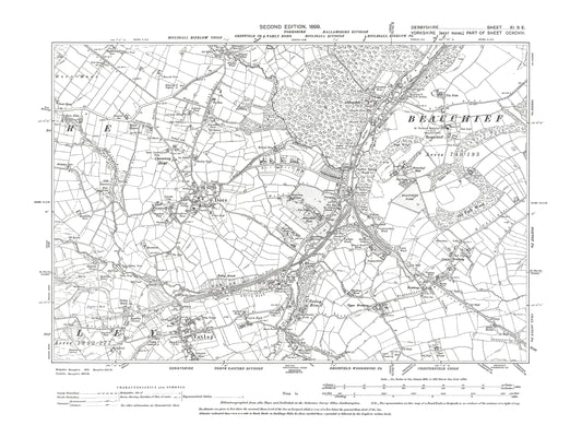 Old OS map dated 1899, showing Dore, Totley, Totley Rise in Derbyshire 11SE