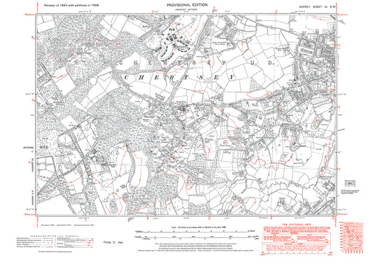Chertsey (south), Addlestone (west), Ottershaw old map Surrey 1938: 11SW