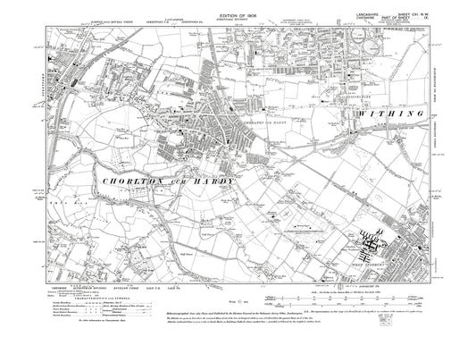Chorlton cum Hardy, Didsbury (northwest) - Lancashire in 1908 : 111NW