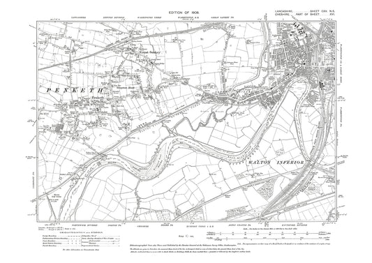 Warrington (southwest), Penketh - Lancashire in 1908 : 115NE