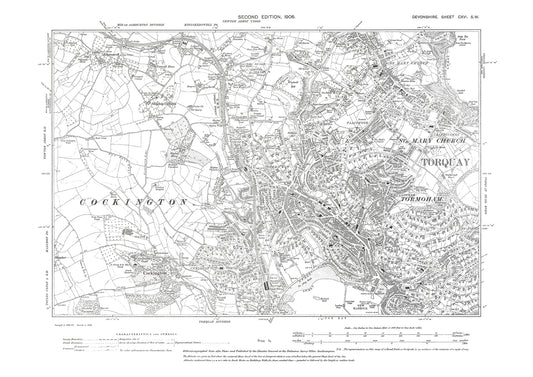 Torquay, Cockington, Edginswell, Old Map Devon 1906: 116SW