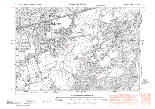 Walton-upon-Thames, Esher old map Surrey 1938: 12SW