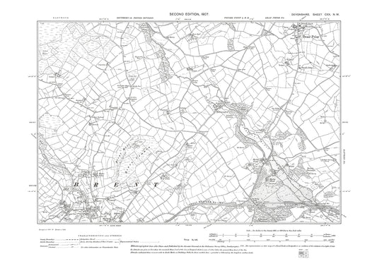 South Brent (north), Dean Prior,  Old Map Devon 1907: 120NW