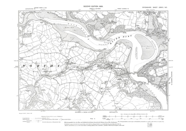 Dittisham, East Cornworthy, Old Map Devon 1906: 127NE – Old Map Downloads