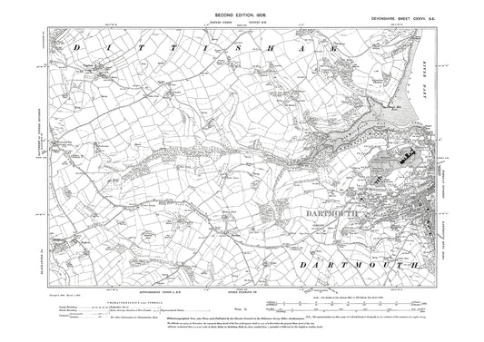 Dartmouth, Capton, Old Map Devon 1906: 127SE