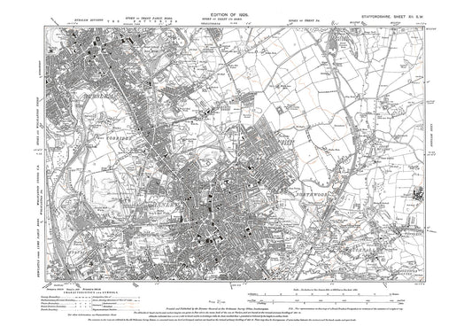 Northwood, Bucknall, Birches Head, Abbey Hulton, old map Staffs 1925: 12SW