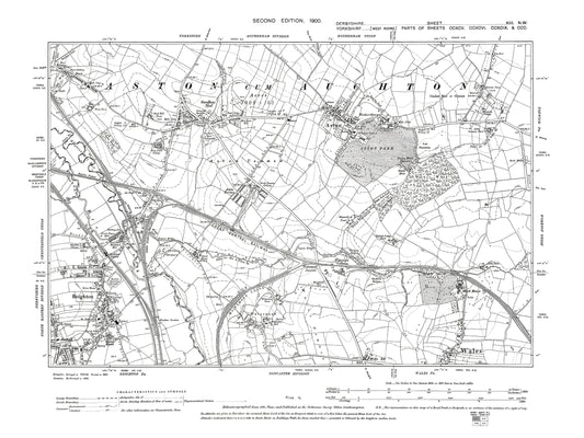Old OS map dated 1899, showing Beighton, Aston, Wales (north) in Derbyshire 13NW