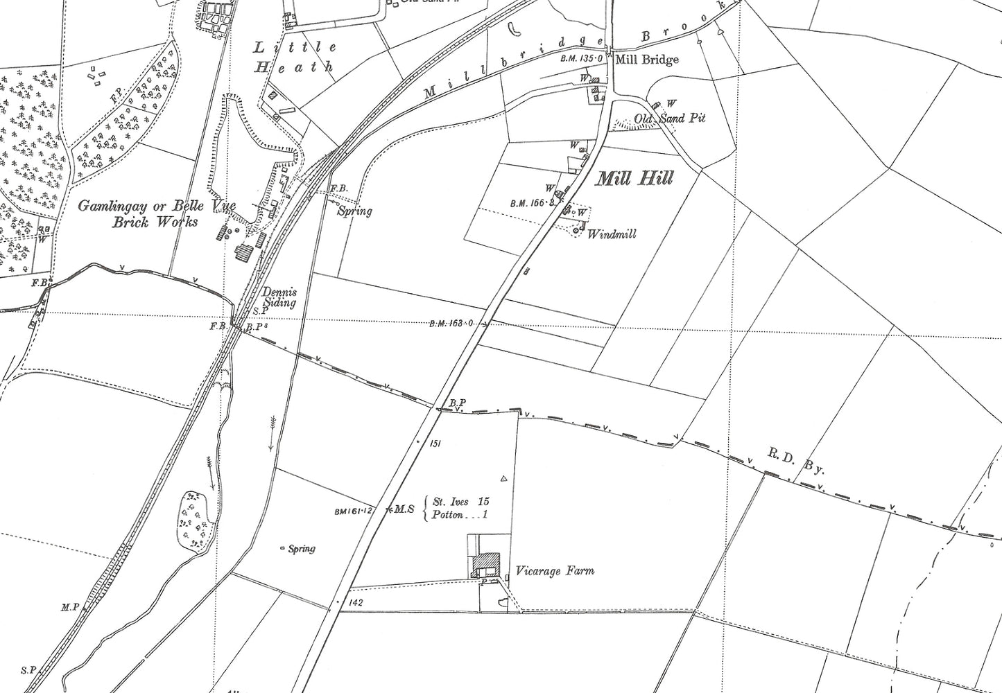 A 1947 map showing Potton (north) in Bedfordshire, plus Gamlingay in Cambridgeshire - A Digital Download 0f OS 1:10560 scale map, Beds 13SE