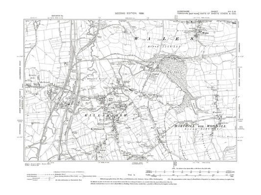 Old OS map dated 1899, showing Wales, Killamarsh in Derbyshire 13SW