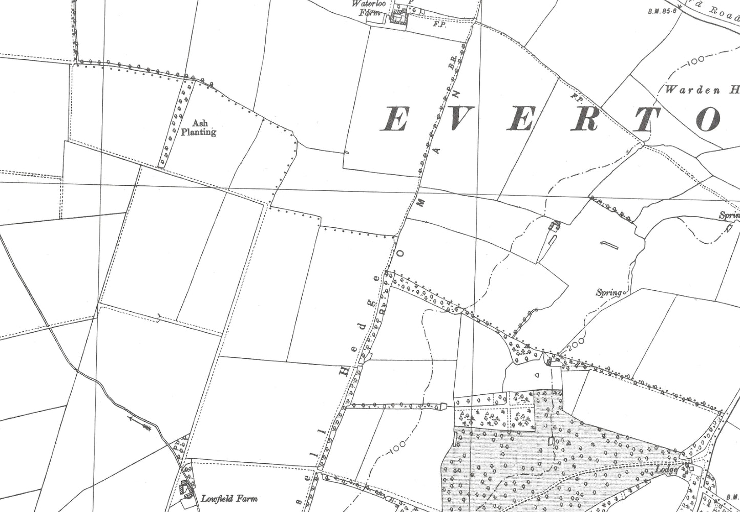 A 1938 map showing Sandy (north) and Everton in Bedfordshire - A Digital Download 0f OS 1:10560 scale map, Beds 13SW