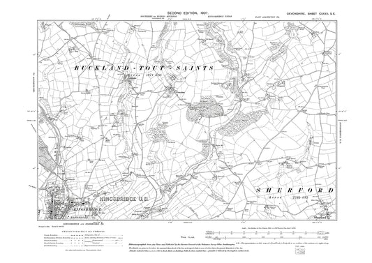 Kingsbridge (north), Lidstone, Goveton, Old Map Devon 1907: 132SE