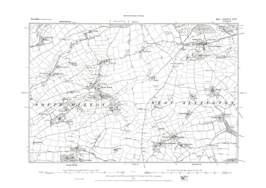 South Milton, West Alvington, Old Map Devon 1884: 136NW