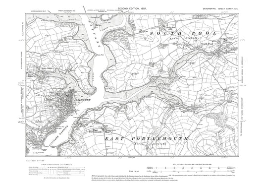 Salcombe, South Pool, East Portlemouth, Old Map Devon 1907: 136SE