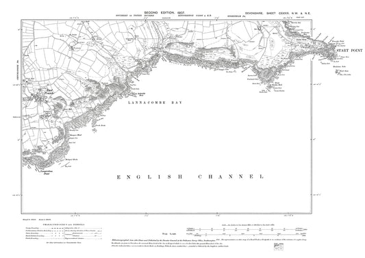 East Prawle, Lannacombe Bay, Old Map Devon 1907: 139NW-NE