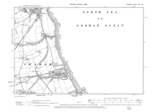 Old OS map dated 1898, showing Ryhope and Seaham in Durham - 14SE