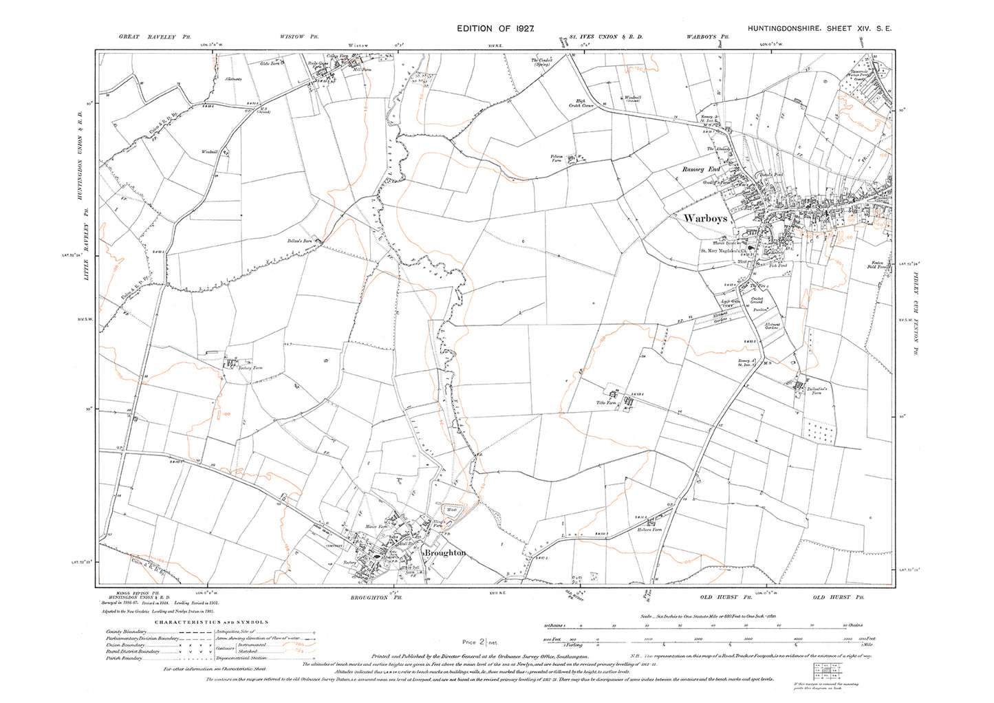 Warboys, Broughton - Huntingdonshire in 1927 : 14SE