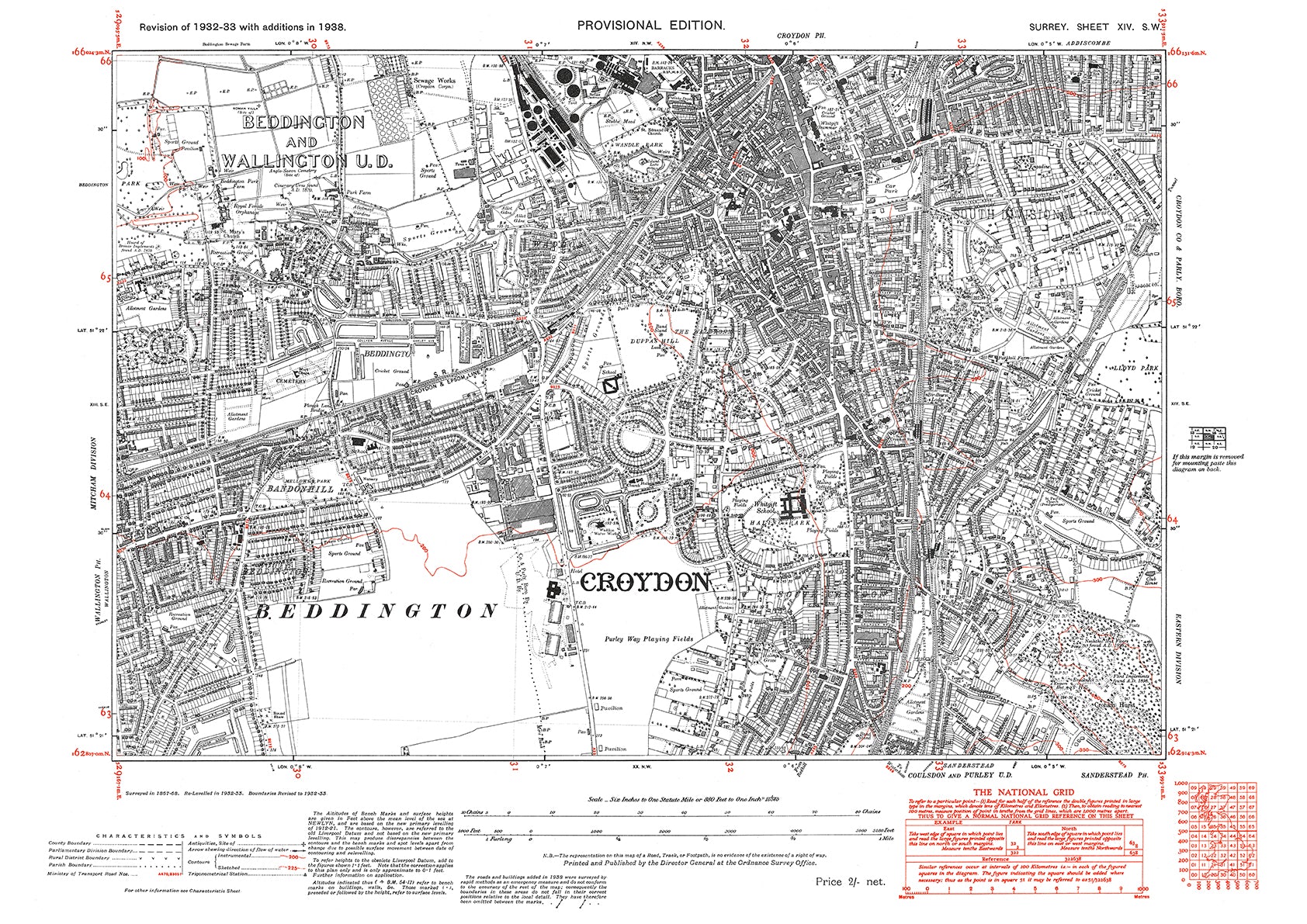 Croydon South Beddington Old Map Surrey 1938 14SW Old Map Downloads   14 SW 1938 SurreyJPG 