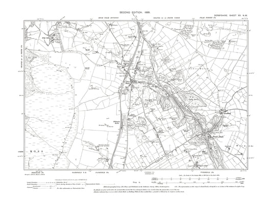 Old OS map dated 1899, showing Peak Dale, Dove Holes in Derbyshire 15NW