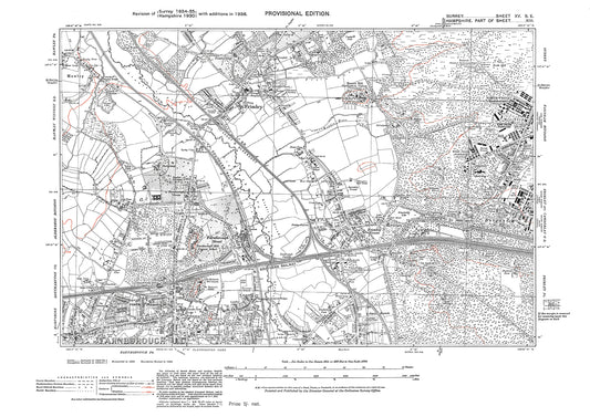 Frimley (west), Deepcut Barracks (west), North & West Frith Barracks old map Surrey 1938: 15SE