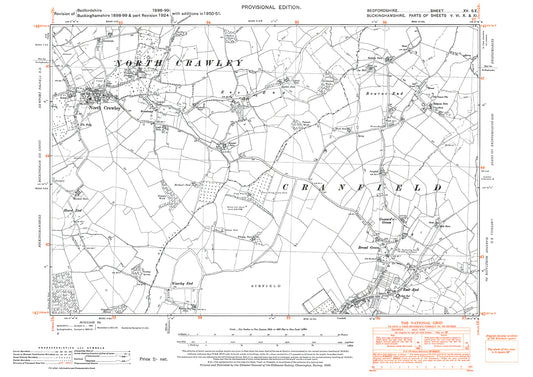 Cranfield (north), Bourne End, old map Bedfordshire 1951: 15SE