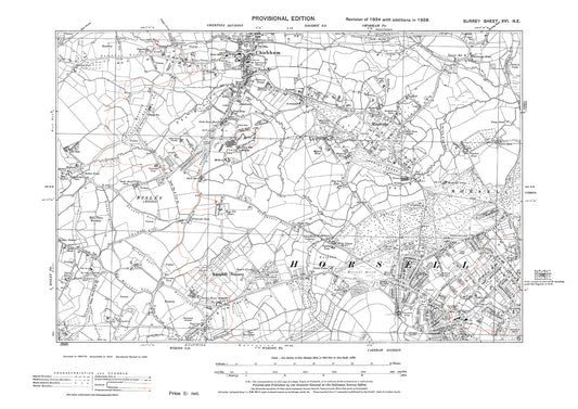 Chobham, Mimbridge, Horsell (northwest) old map Surrey 1938: 16NE