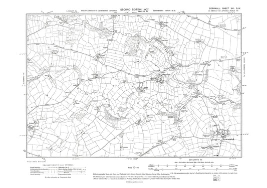 Lewannick, Polyphant, old map Cornwall 1907: 16SW