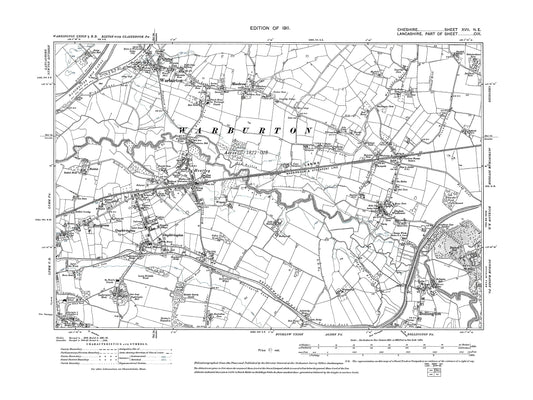 Old OS map dated 1911, showing Bollington (north) in Cheshire 17NE