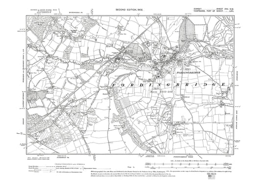 Old OS map dated 1902, showing Alderholt in Dorset (also Fordingbridge, Hampshire) - 17NW