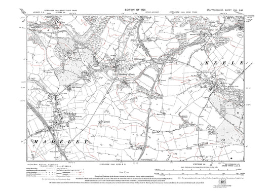 Madeley, Keele, Madeley Heath, old map Staffs 1925: 17NW