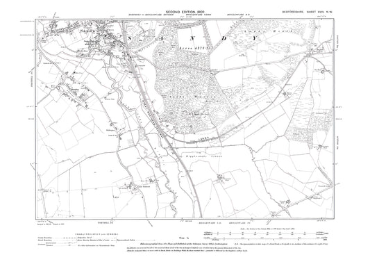 Sandy (south), Beeston, old map Bedfordshire 1902: 18NW