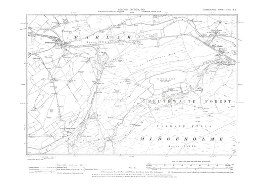 Old OS map dated 1901, showing Hallbankgate in Cumberland - 18SE